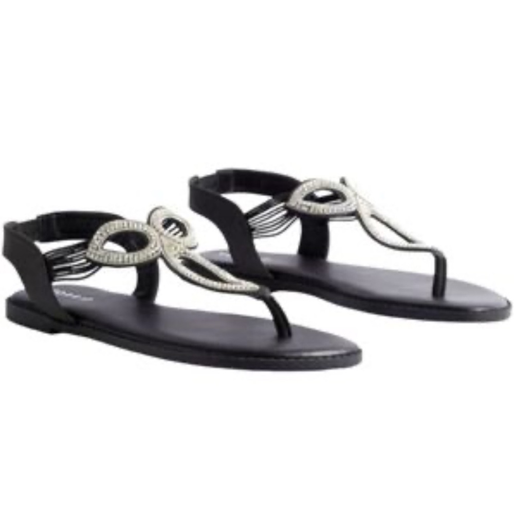 Torrid Black Celeste Embellished Elastic Slide Sandals size 10WW